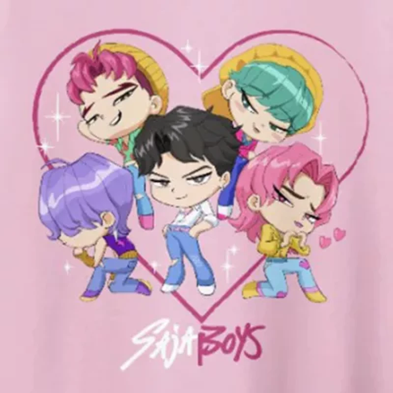 Saja Boys Big Kid Girls Round Neck Short Sleeve Regular Fit KPop Demon Hunters Graphic T-Shirt