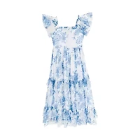 Rare Editions Big Kid Girls Short Sleeve Flutter Floral Maxi Dress