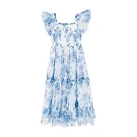 Rare Editions Big Kid Girls Short Sleeve Flutter Floral Maxi Dress