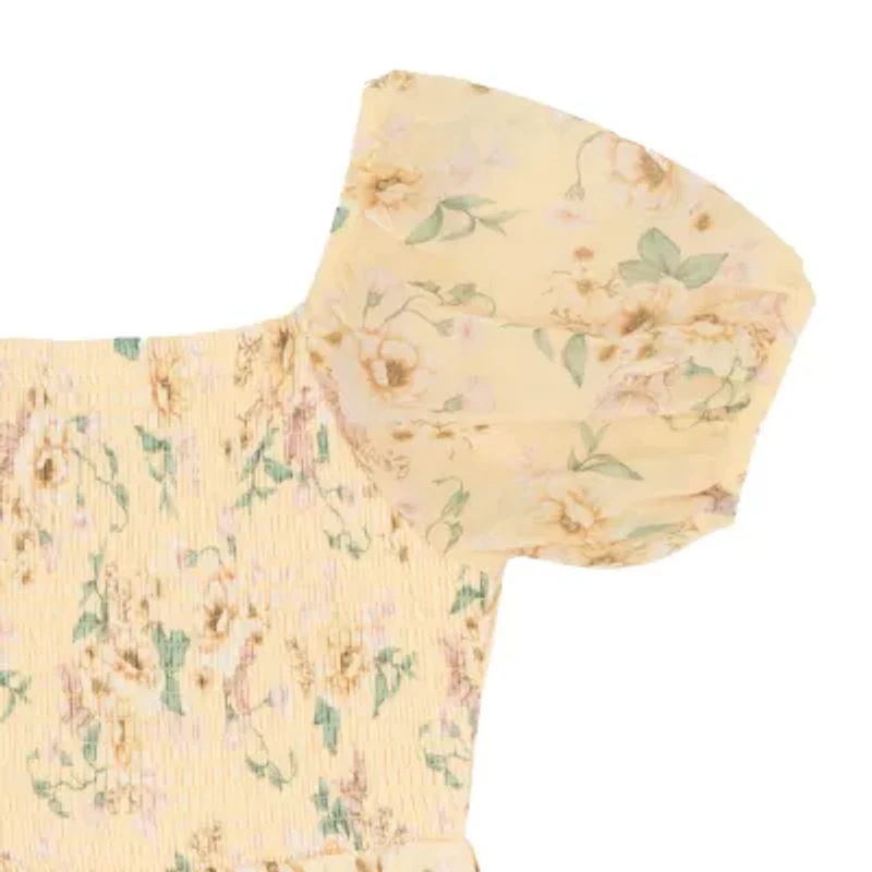 Rare Editions Big Kid Girls Short Sleeve Floral Maxi Dress