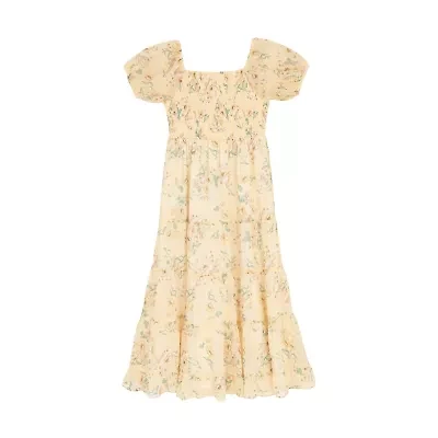 Rare Editions Big Kid Girls Short Sleeve Floral Maxi Dress