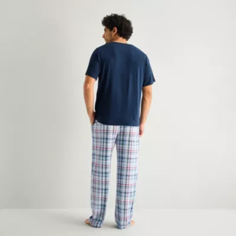 RESTWELL Mens Crew Neck Short Sleeve 2-pc. Pajama Sets