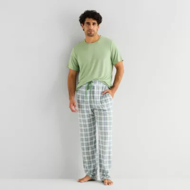 RESTWELL Mens Crew Neck Short Sleeve 2-pc. Pajama Sets