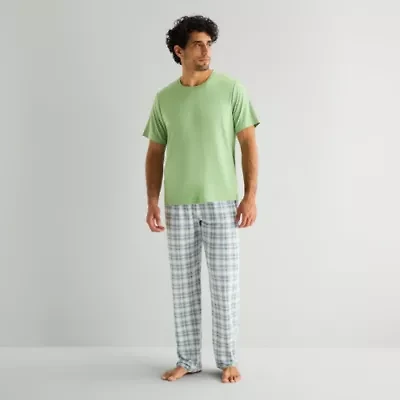 RESTWELL Mens Crew Neck Short Sleeve 2-pc. Pajama Sets