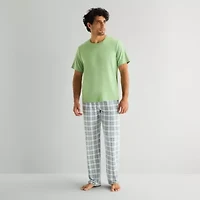 RESTWELL Mens Crew Neck Short Sleeve 2-pc. Pajama Sets