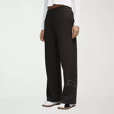 PUMA Womens Wide Leg High Rise Relaxed Fit Sweatpant