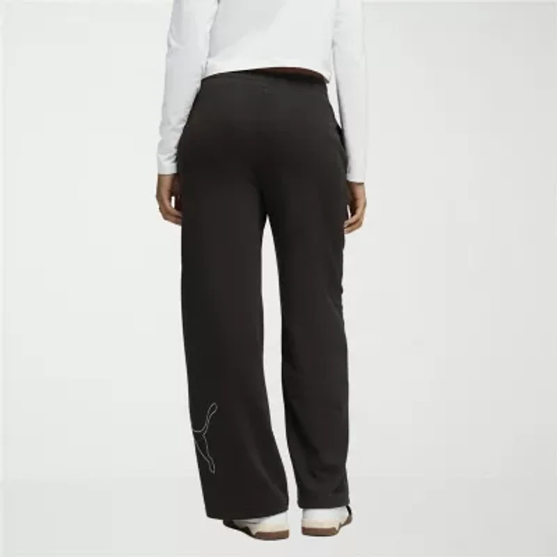 PUMA Womens Wide Leg High Rise Relaxed Fit Sweatpant