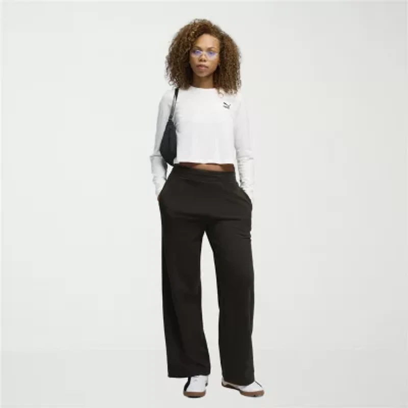 PUMA Womens Wide Leg High Rise Relaxed Fit Sweatpant