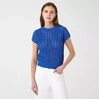 RM Rebecca Minkoff Womens Round Neck Short Sleeve Pullover Sweater