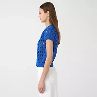 RM Rebecca Minkoff Womens Round Neck Short Sleeve Pullover Sweater