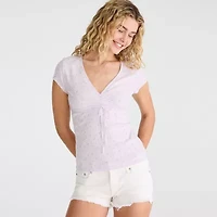 AEROPOSTALE Womens Juniors V Neck Short Sleeve T-Shirt