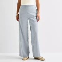 Worthington Womens Tall Wide Leg High Rise Pleated Pant