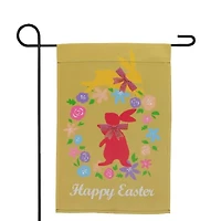 Northlight 18" Hopping Bunnies Happy Floral Outdoor Garden Flag