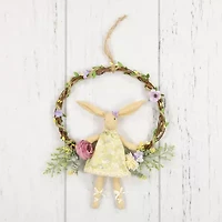 Northlight 10" Green Girl Bunny Artificial Floral Wreath