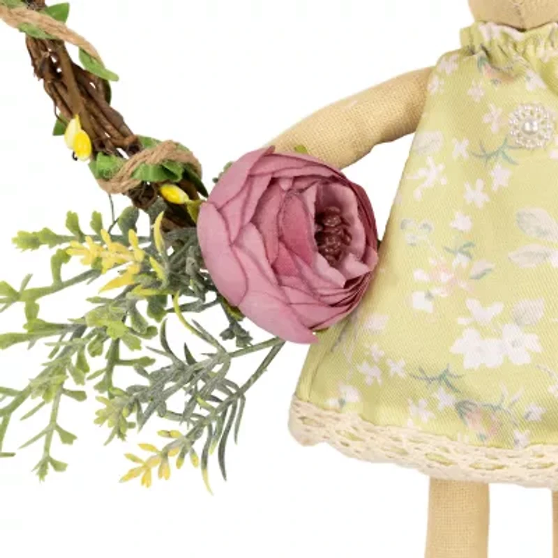 Northlight 10" Green Girl Bunny Artificial Floral Wreath