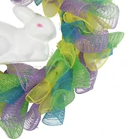 Northlight 24" Pastel Deco Mesh Ribbon Bunny Wreath