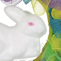 Northlight 24" Pastel Deco Mesh Ribbon Bunny Wreath