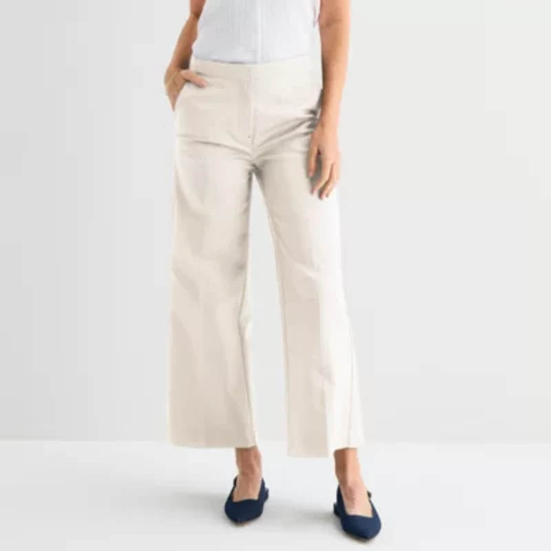 Liz Claiborne Womens Wide Leg Mid Rise Trouser