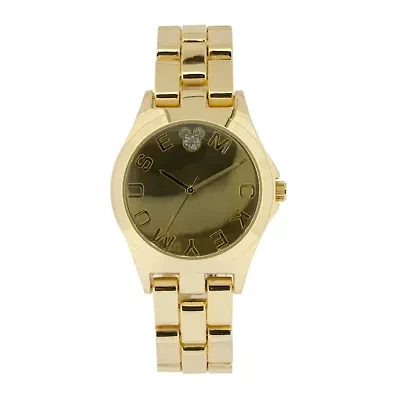 Disney Mickey Mouse Womens Gold-Tone Dial Gold-Tone Bracelet Watch