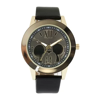 Disney Mickey Mouse Womens Black Dial Black Strap Watch