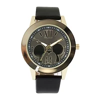 Disney Mickey Mouse Womens Black Dial Black Strap Watch