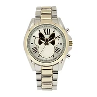 Disney Minnie Mouse Womens Silver-Tone Dial Two-Tone Bracelet Watch