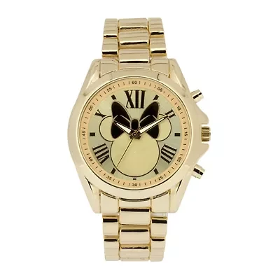Disney Minnie Mouse Womens Gold-Tone Dial Gold-Tone Bracelet Watch