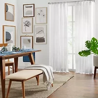 Fieldcrest Arden Solid Cotton Grommet Top Sheer Single Curtain Panel