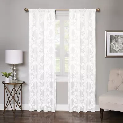Regal Home Lombardi Floral Rod Pocket Sheer Single Curtain Panel