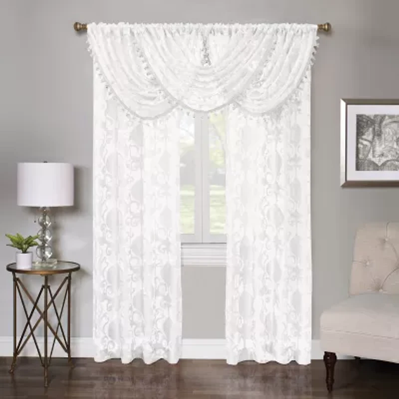 Regal Home Lombardi Floral Rod Pocket Sheer Single Curtain Panel