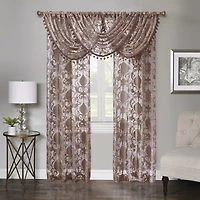 Regal Home Lombardi Floral Rod Pocket Waterfall Valance