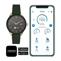 iTouch Connected for Women: Gold Case with Olive Leather Strap Hybrid Smartwatch (38mm) 13914G-51-D22