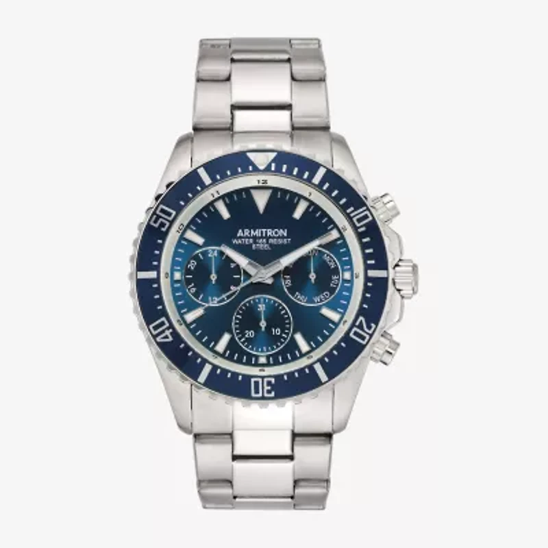 Armitron All Sport Mens Silver Tone Stainless Steel Bracelet Watch 20/5351nvsv
