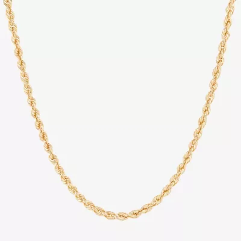 Unisex Adult 10K Gold 22 Inch Rope Chain Necklace