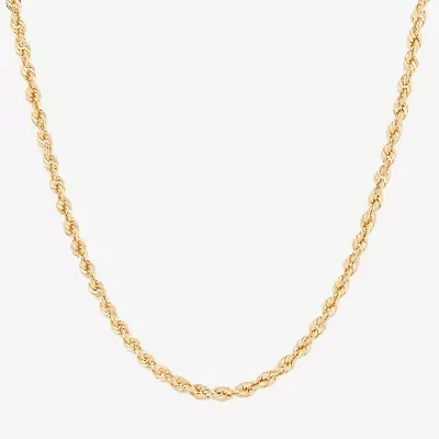 Unisex Adult 10K Gold 22 Inch Rope Chain Necklace