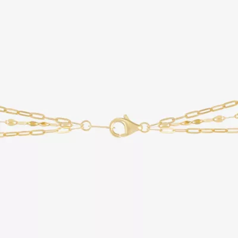 Layered Look Womens 14K Gold 20 Inch Paperclip Chain Necklace
