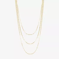 Layered Look Womens 14K Gold 20 Inch Paperclip Chain Necklace