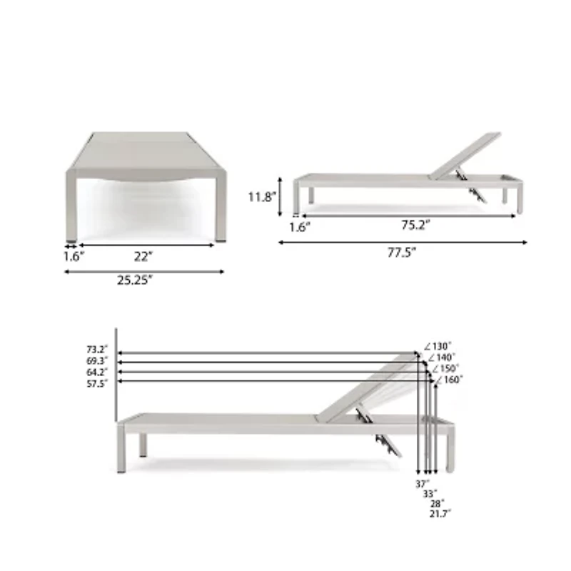 Cape Lounge Chair Adjustable 4-pc. Lounge Chair