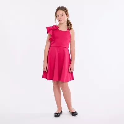 Bonnie Jean Big Kid Girls Sleeveless One Shoulder Sleeve Flower Girl Fit + Flare Dress