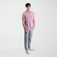 Haggar Premium Comfort Houndstooth Mens Regular Fit Short Sleeve Polo Shirt