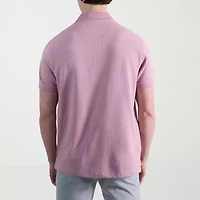 Haggar Premium Comfort Houndstooth Mens Regular Fit Short Sleeve Polo Shirt