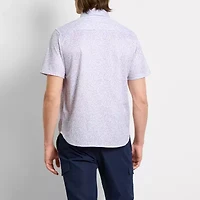 Van Heusen Performance Knit Mens Short Sleeve Slim Fit Stretch Fabric Button-Down Shirt