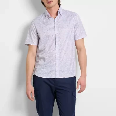 Van Heusen Performance Knit Mens Short Sleeve Slim Fit Stretch Fabric Button-Down Shirt