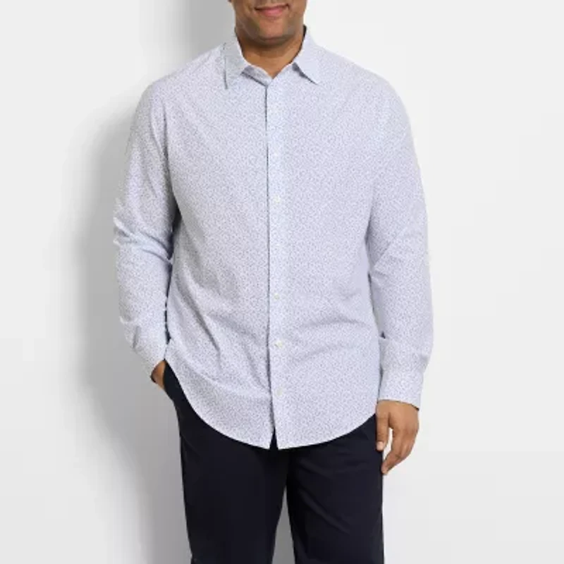 Van Heusen Mens Long Sleeve Regular Fit Stretch Fabric Wrinkle Free Big and Tall Button-Down Shirt