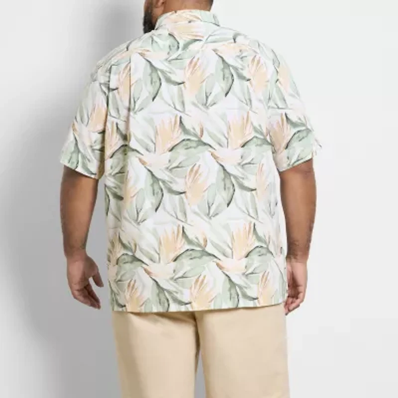 Van Heusen Weekend Mens Short Sleeve Moisture Wicking Quick Dry Big and Tall Camp Shirt