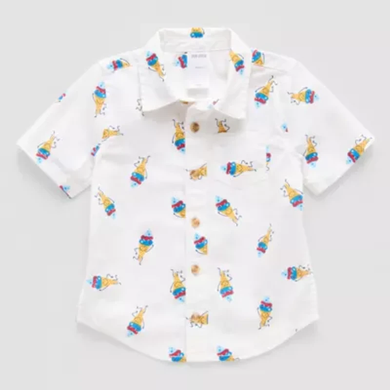 Okie Dokie Toddler & Little Boys Short Sleeve Regular Fit Button-Down Shirt