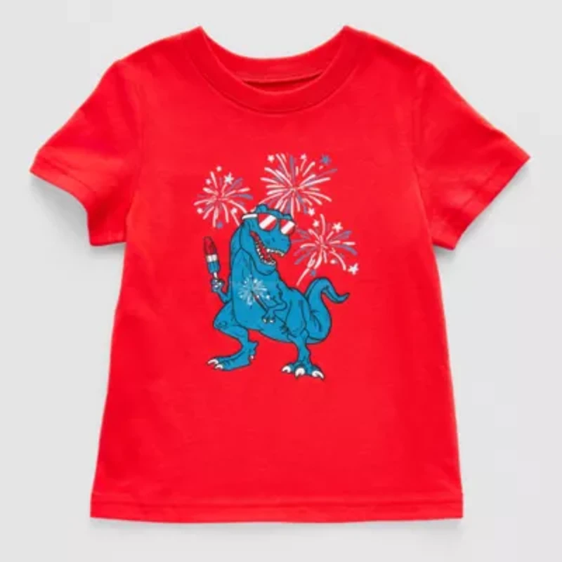 Okie Dokie Toddler & Little Boys Crew Neck Short Sleeve Regular Fit Graphic T-Shirt