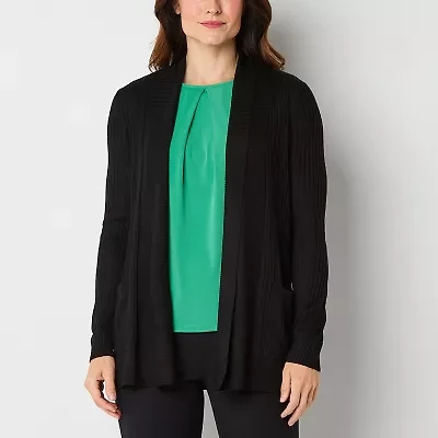 Liz Claiborne Womens Long Sleeve Open Front Tall Cardigan