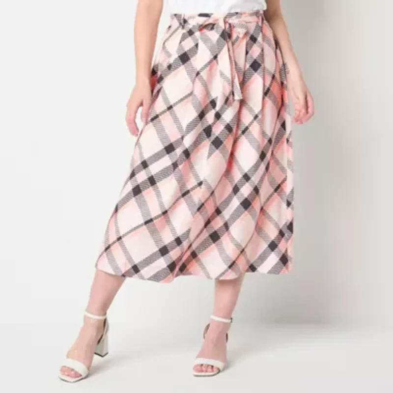 Liz Claiborne Womens Mid Rise Midi Tall A-Line Skirt