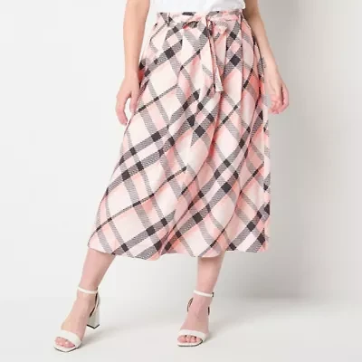 Liz Claiborne Womens Mid Rise Midi Tall A-Line Skirt